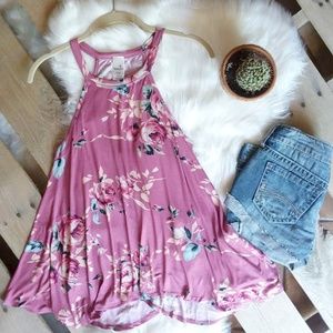 Floral Print Sleeveless Top Shirt Tank
